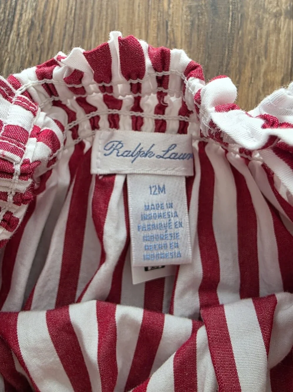 Ralph Lauren Baby Girls Striped Cotton Poplin Top and Bloomer Set Size 12M
